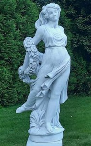 Casa Padrino Escultura de Decoración de Jardín Art Nouveau Señora Gris A. 175 cm - Elegante Figura de Jardín - Accesorios de Decoración de Jardín Barrocos y Art Nouveau