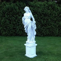 Casa Padrino Art Nouveau Garden Decoration Sculpture Lady Gray H. 175 cm - Elegant Garden Decoration Stone Figure - Baroque & Art Nouveau Garden Decoration Accessories