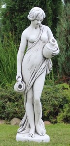 Casa Padrino escultura de gárgola Art Nouveau mujer con jarras gris A. 140 cm - Elegante figura de piedra de gárgola - Accesorios de Decoración de Jardín Barroco y Art Nouveau