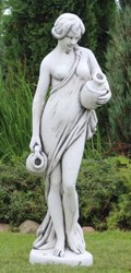 Casa Padrino sculpture Art Nouveau gargouille femme avec cruches gris H. 140 cm - Elégante figure de pierre gargouille - Accessoires de Jardin Baroque & Art Nouveau
