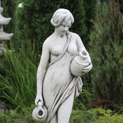 Casa Padrino sculpture Art Nouveau gargouille femme avec cruches gris H. 140 cm - Elégante figure de pierre gargouille - Accessoires de Jardin Baroque & Art Nouveau