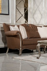 Casa Padrino ensemble de salon baroque de luxe marron / crème / argent antique - 2 Canapés & 2 Fauteuils & 1 Table Basse & 2 Tables d'Appoint - Mobilier de salon baroque - Noble & Magnifique

