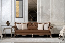Casa Padrino ensemble de salon baroque de luxe marron / crème / argent antique - 2 Canapés & 2 Fauteuils & 1 Table Basse & 2 Tables d'Appoint - Mobilier de salon baroque - Noble & Magnifique
