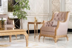 Casa Padrino set da soggiorno barocco di lusso marrone / oro - 2 Divani e 2 Poltrone e 1 Tavolo da Salotto e 2 Tavolini - Mobili da soggiorno di lusso fatti a mano in stile barocco