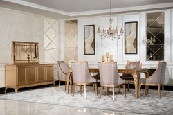 Casa Padrino set da sala da pranzo barocco di lusso grigio / oro - 1 Tavolo da Pranzo Barocco e 6 Sedie da Pranzo Barocco - Mobili per sala da pranzo di lusso in stile barocco