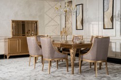 Casa Padrino set da sala da pranzo barocco di lusso grigio / oro - 1 Tavolo da Pranzo Barocco e 6 Sedie da Pranzo Barocco - Mobili per sala da pranzo di lusso in stile barocco