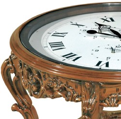 Prunkvoller Luxus Barock Couchtisch Cocktailtisch mit Uhr Braun Magnificent Luxury Baroque Coffee Table Cocktail Table with Clock Brown