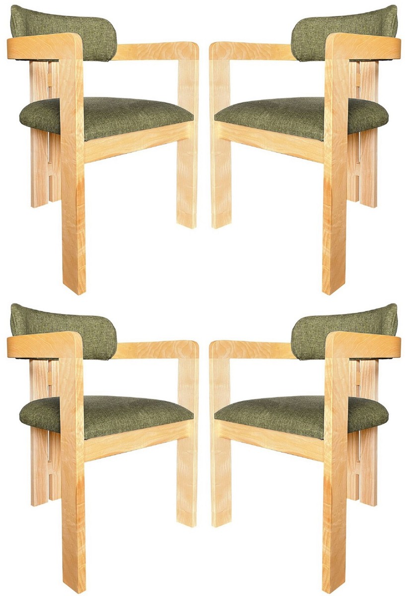 Casa Padrino ensemble de 4 chaises de salle à manger de luxe avec accoudoirs vert / naturel 56 x 54 x H. 82 cm - Meuble salle à manger - Meuble restaurant - Meuble en bois massif - Meuble de luxe Casa Padrino ensemble de 4 chaises de salle à manger de luxe avec accoudoirs vert / naturel 56 x 54 x H. 82 cm - Meuble salle à manger - Meuble restaurant - Meuble en bois massif - Meuble de luxe