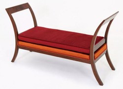 Casa Padrino banco Art Deco de lujo rojo burdeos / naranja / marrón 152 x 50 x A. 85 cm - Banco de salón tapizado - Muebles Art Deco - Muebles de lujo