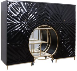 Casa Padrino armoire de bar de luxe noir / laiton 178 x 45 x H. 140 cm - Armoire cocktail en bois massif - Meuble de bar - Meuble de salon - Meuble hôtel - Meuble de luxe