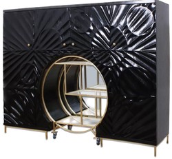 Casa Padrino armoire de bar de luxe noir / laiton 178 x 45 x H. 140 cm - Armoire cocktail en bois massif - Meuble de bar - Meuble de salon - Meuble hôtel - Meuble de luxe