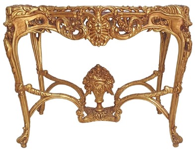 Casa Padrino Barock Beistelltisch Gold / Grau - Rechteckiger Antik Stil Tisch mit Marmorplatte - Wohnzimmer Möbel im Barockstil - Antik Stil Möbel - Barock Möbel
