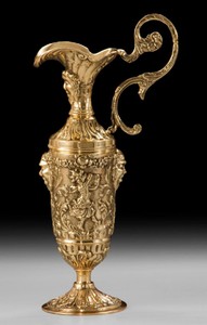 Casa Padrino luxury baroque vase in wine jug shape gold 18 x H. 36 cm - Handmade bronze flower vase - Baroque decorative accessories - Baroque interior - Baroque furniture
