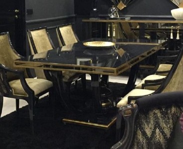 Casa Padrino table à manger baroque de luxe noir / or - Magnifique table de cuisine de style baroque - Meuble de salle à manger baroque de luxe - Magnifique meuble de salle à manger baroque