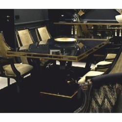 Casa Padrino table à manger baroque de luxe noir / or - Magnifique table de cuisine de style baroque - Meuble de salle à manger baroque de luxe - Magnifique meuble de salle à manger baroque