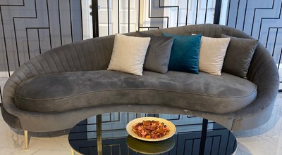 Casa Padrino luxury sofa gray / gold 250 x 70 x H. 80 cm - Living room sofa - Hotel sofa - Living room furniture - Hotel furniture - Luxury furnishings - Luxury living room furniture