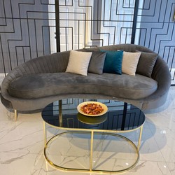 Casa Padrino divano lusso grigio / oro 250 x 70 x A. 80 cm - Divano da soggiorno - Divano per hotel - Mobili da soggiorno - Mobili per hotel - Arredamento di lusso - Arredamento da soggiorno