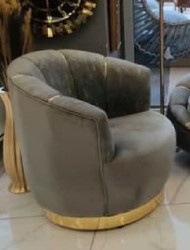 Casa Padrino luxury armchair gray / gold 75 x 70 x H. 80 cm - Living room armchair - Hotel armchair - Living room furniture - Hotel furniture - Luxury furniture - Luxury furnishings