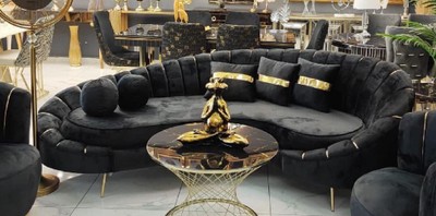 Casa Padrino divano lusso nero / oro 250 x 70 x A. 80 cm - Divano da soggiorno - Divano per hotel - Mobili da soggiorno - Mobili per hotel - Arredamento di lusso - Arredamento da soggiorno