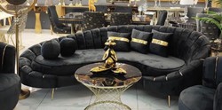 Casa Padrino luxury sofa black / gold 250 x 70 x H. 80 cm - Living room sofa - Hotel sofa - Living room furniture - Hotel furniture - Luxury furnishings - Luxury living room furniture