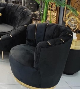 Casa Padrino luxury armchair black / gold 75 x 70 x H. 80 cm - Living room armchair - Hotel armchair - Living room furniture - Hotel furniture - Luxury furniture - Luxury furnishings