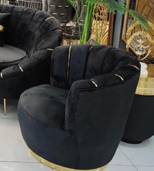Casa Padrino luxury armchair black / gold 75 x 70 x H. 80 cm - Living room armchair - Hotel armchair - Living room furniture - Hotel furniture - Luxury furniture - Luxury furnishings