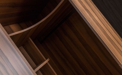 Casa Padrino Luxus Eck Kleiderschrank Braun / Schwarz 345 x 195 x H. 220 cm - Massivholz Schlafzimmerschrank mit 8 Glastüren und LED Beleuchtung - Schlafzimmer Möbel - Hotel Möbel - Luxus Möbel