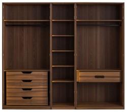Casa Padrino armoire de luxe marron / noir 250 x H. 220 cm - Armoire de chambre en bois massif avec 5 portes vitrées et éclairage LED - Meubles de Chambre - Meubles de Luxe