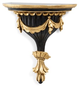 Casa Padrino console murale baroque de luxe noir / or antique - Magnifique console de décoration murale en bois massif de style baroque - Meuble baroque - Fabriqué en Italie