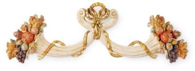 Casa Padrino adorno de pared barroco de lujo crema blanco / multicolor / oro - Magnífico adorno de decoración de pared de madera maciza barroco - Decoración de pared barroco - Hecho en Italia