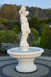 Casa Padrino baroque fountain lady white Ø 120 x H. 206 cm - Magnificent garden fountain in baroque style - Round garden decoration stone fountain - Baroque garden decoration
