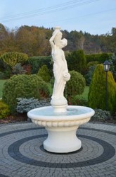 Casa Padrino baroque fountain lady white Ø 120 x H. 206 cm - Magnificent garden fountain in baroque style - Round garden decoration stone fountain - Baroque garden decoration