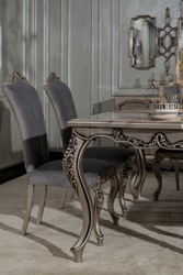 Casa Padrino ensemble de salle à manger baroque de luxe gris / argent - 1 Table à Manger Baroque & 6 Chaises à Manger Baroques - Meuble de salle à manger de luxe de style baroque