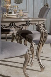 Casa Padrino ensemble de salle à manger baroque de luxe gris / argent - 1 Table à Manger Baroque & 6 Chaises à Manger Baroques - Meuble de salle à manger de luxe de style baroque