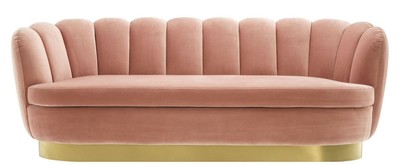 Casa Padrino canapé de luxe en velours couleur de la peau / laiton 225 x 90 x H. 80 cm - Canapé de salon - Canapé d'hôtel - Meubles de luxe - Qualité de luxe