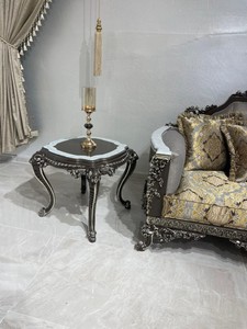 Casa Padrino Luxus Barock Beistelltisch Schwarz / Weiß / Silber - Handgefertigter Massivholz Tisch im Barockstil - Luxus Wohnzimmer Möbel im Barockstil - Barock Möbel - Edel & Prunkvoll
