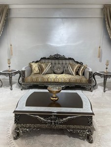 Casa Padrino Luxus Barock Beistelltisch Schwarz / Weiß / Silber - Handgefertigter Massivholz Tisch im Barockstil - Luxus Wohnzimmer Möbel im Barockstil - Barock Möbel - Edel & Prunkvoll