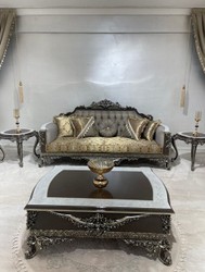 Casa Padrino luxury baroque side table black / white / silver - Handmade baroque style solid wood table - Luxury living room furniture in baroque style - Baroque furniture