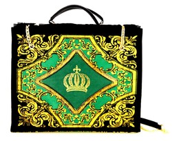 Pompöös by Casa Padrino Conjunto de Bolsos de Mujer de Lujo Flores Barrocos con Corona y Pedrería Verde / Negro / Oro - Bolsos de mujer pomposos diseñados por Harald Glööckler Pompöös by Casa Padrino Conjunto de Bolsos de Mujer de Lujo Flores Barrocos con Corona y Pedrería Verde / Negro / Oro - Bolsos de mujer pomposos diseñados por Harald Glööckler