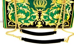 Pompöös by Casa Padrino Conjunto de Bolsos de Lujo de Mujer Flores Barrocos con Corona y Pedrería Verde / Negro / Oro - Bolsos de mujer pomposos diseñados por Harald Glööckler Pompöös by Casa Padrino Conjunto de Bolsos de Lujo de Mujer Flores Barrocos con Corona y Pedrería Verde / Negro / Oro - Bolsos de mujer pomposos diseñados por Harald Glööckler