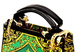 Pompöös by Casa Padrino Conjunto de Bolsos de Lujo de Mujer Flores Barrocos con Corona y Pedrería Verde / Negro / Oro - Bolsos de mujer pomposos diseñados por Harald Glööckler Pompöös by Casa Padrino Conjunto de Bolsos de Lujo de Mujer Flores Barrocos con Corona y Pedrería Verde / Negro / Oro - Bolsos de mujer pomposos diseñados por Harald Glööckler