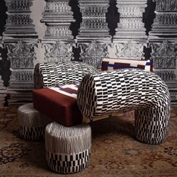 Casa Padrino fauteuil design de luxe en velours multicolore / noir / blanc 86 x 89 x H. 61 cm - Fauteuil de salon - Fauteuil d'hôtel - Meuble de salon - Meuble d'hôtel - Meuble design de luxe