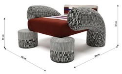 Casa Padrino fauteuil design de luxe en velours multicolore / noir / blanc 86 x 89 x H. 61 cm - Fauteuil de salon - Fauteuil d'hôtel - Meuble de salon - Meuble d'hôtel - Meuble design de luxe
