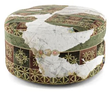 Casa Padrino Poggiapiedi di Lusso Verde / Multicolore Ø 75 x A. 30 cm - Sgabello Rotondo in Velluto - Mobili Soggiorno - Mobili Hotel - Mobili di Lusso - Arredamento di Lusso