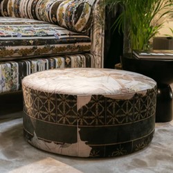 Casa Padrino Poggiapiedi di Lusso Verde / Multicolore Ø 75 x A. 30 cm - Sgabello Rotondo in Velluto - Mobili Soggiorno - Mobili Hotel - Mobili di Lusso - Arredamento di Lusso