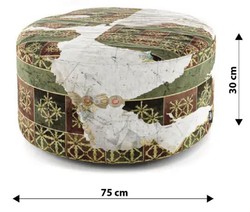 Casa Padrino Poggiapiedi di Lusso Verde / Multicolore Ø 75 x A. 30 cm - Sgabello Rotondo in Velluto - Mobili Soggiorno - Mobili Hotel - Mobili di Lusso - Arredamento di Lusso