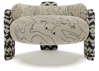 Luxus Designer Wohnzimmer Hotel Sessel Creme Schwarz Weiß Luxury Designer Living Room Hotel Armchair Cream Black White