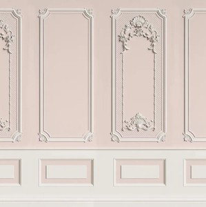 Casa Padrino Luxus Barock Vliestapete Rosa / Grau - Barockstil Wohnzimmer Tapete mit elegantem Stuck Muster - Wanddeko im Barockstil - Barock Tapeten - Tapeten im Barockstil - Barock Deko