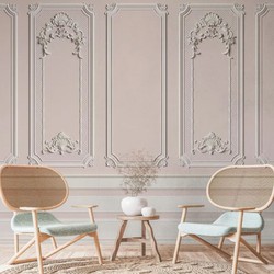Casa Padrino luxury baroque non-woven wallpaper pink / gray - Baroque style living room wallpaper with elegant stucco pattern - Wallpaper in baroque style - Wall decoration in baroque style