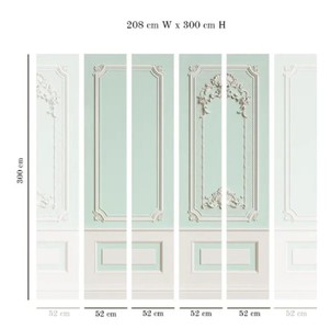 Casa Padrino Luxus Barock Vliestapete Mintgrün / Grau - Barockstil Wohnzimmer Tapete mit elegantem Stuck Muster - Wanddeko im Barockstil - Barock Tapeten - Tapeten im Barockstil